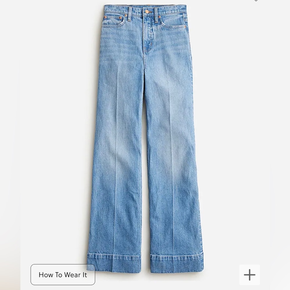 J.Crew Wide Leg Denim High Waisted Trouser Jeans Size 37